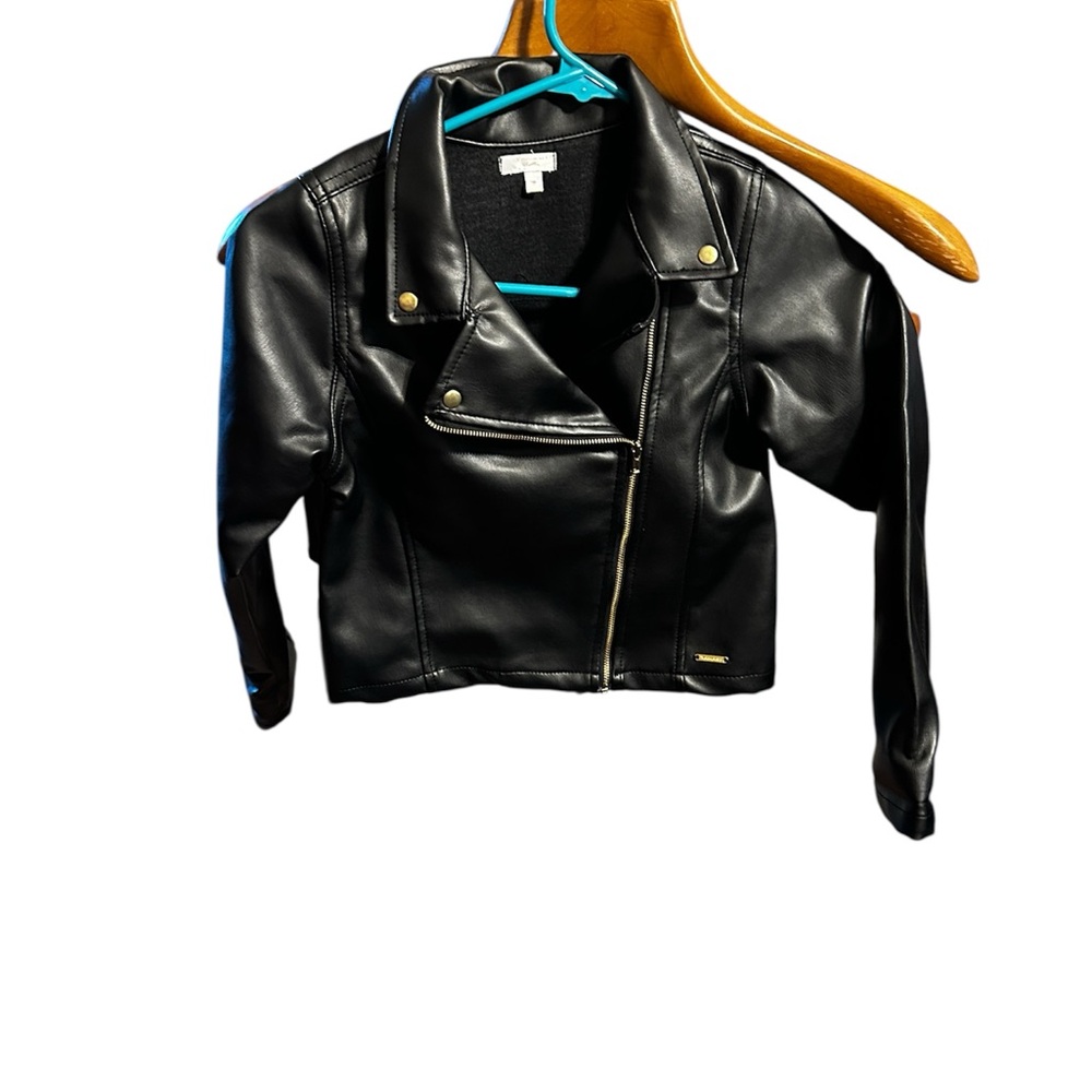 Girls Black Leather Jacket Tahari size 8
